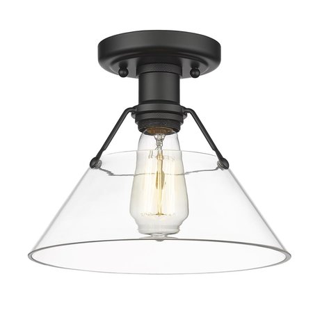 GOLDEN LIGHTING Orwell Flushmount, Clear Glass Shade - Matte Black 3306-FM BLK-CLR